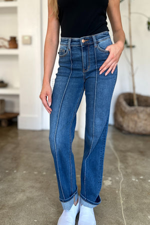 Judy Blue Full Size High Waist Front Seam Detail Straight Jeans - SaltTree