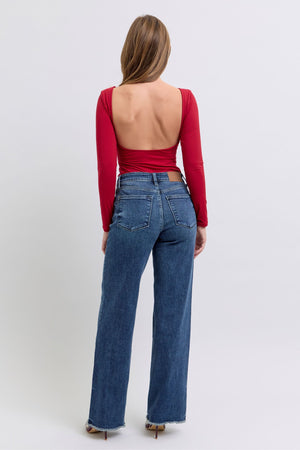 Judy Blue Full Size Raw Hem Mid Rise Jeans - 82640TD