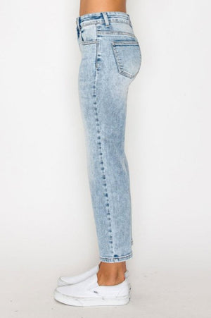 Wax Jean - Baisc Stone Wasked Crop Straight Jeans - 90370