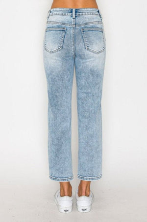 Wax Jean - Baisc Stone Wasked Crop Straight Jeans - 90370