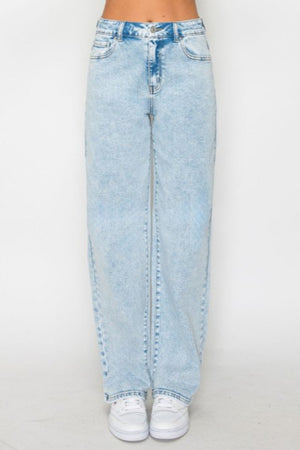 Wax Jean - Snow Wash Straight Jeans - 90377