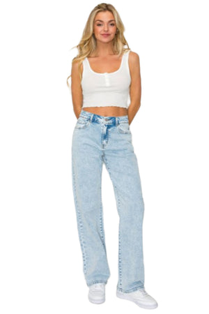 Wax Jean - Snow Wash Straight Jeans - 90377