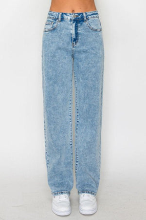 Wax Jean - Snow Wash Straight Jeans - 90377