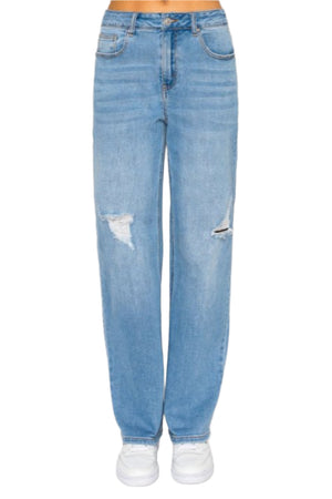 Wax Jean - Destructed Straight Jeans - 90381