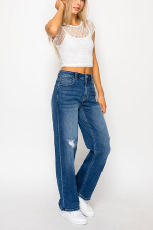 Wax Jean - Destructed Straight Jeans - 90381