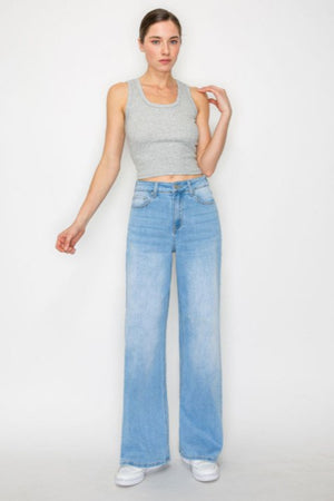 Wax Jean - Basic Wide Leg Jeans - 90386