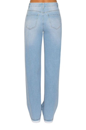 Wax Jeans - Women's High Waisted Classic Straight Leg Denim - 90419