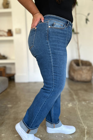 Judy Blue Full Size High Waist Front Seam Detail Straight Jeans - SaltTree