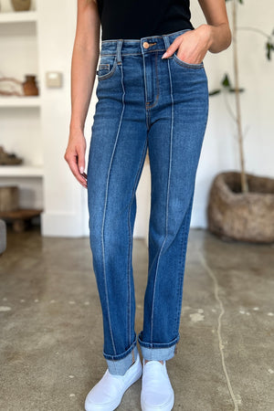 Judy Blue Full Size High Waist Front Seam Detail Straight Jeans - SaltTree