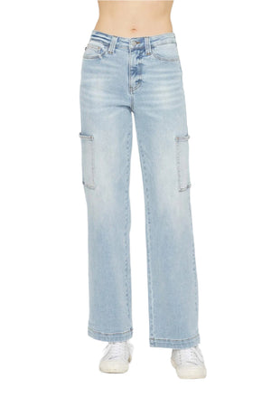 Judy Blue Full Size High Waist Straight Cargo Jeans - 88924TD