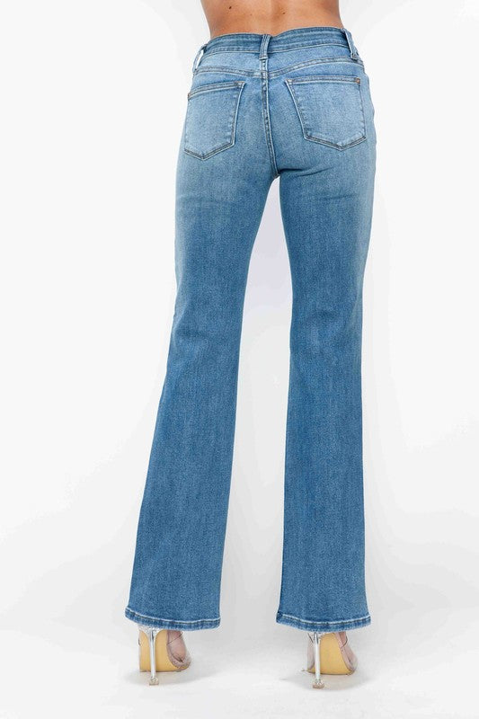 bytos Full Size Cat's Whiskers Mid Rise Bootcut Jeans - SaltTree