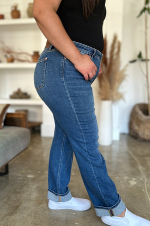 Judy Blue Full Size High Waist Front Seam Detail Straight Jeans - SaltTree