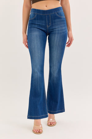 Cello Jeans - Women's Medium Wash Flared Jegging - High Stretch Pull-On Denim (30" Inseam) - AB35324-30
