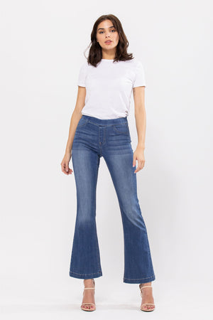 Cello Jeans - Women's Medium Wash Flared Jegging - High Stretch Pull-On Denim (30" Inseam) - AB35324-30