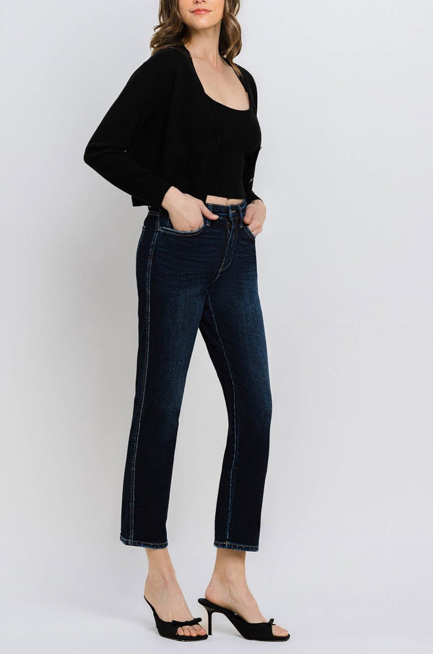 Flying Monkey - High Rise Cropped Straight Jeans - BY4446A - SaltTree