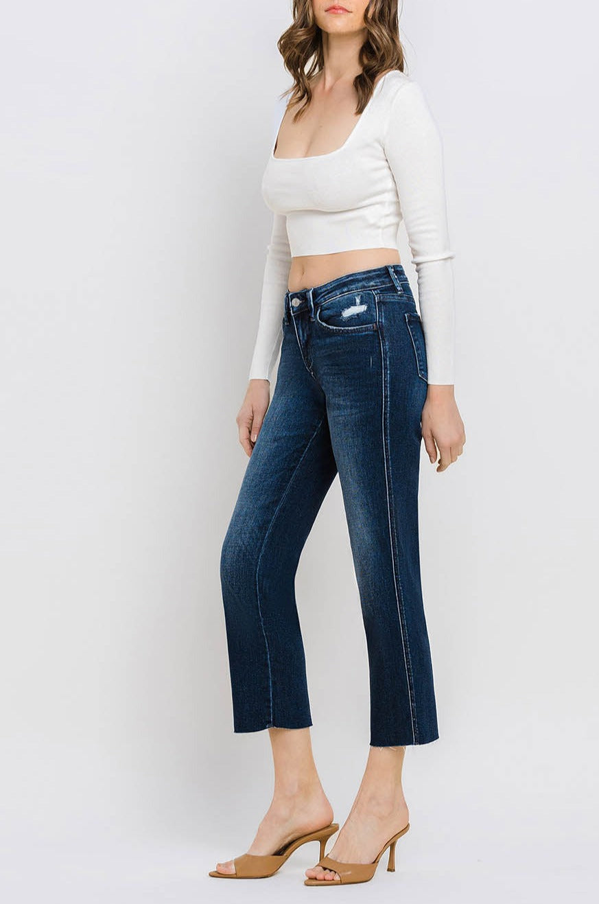 Flying Monkey - Mid Rise Cropped Straight Jeans - BY4499A - SaltTree