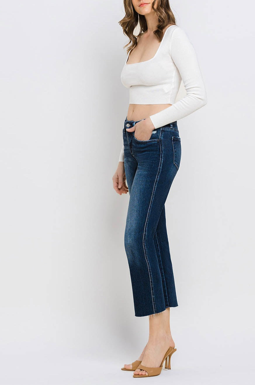 Flying Monkey - Mid Rise Cropped Straight Jeans - BY4499A - SaltTree