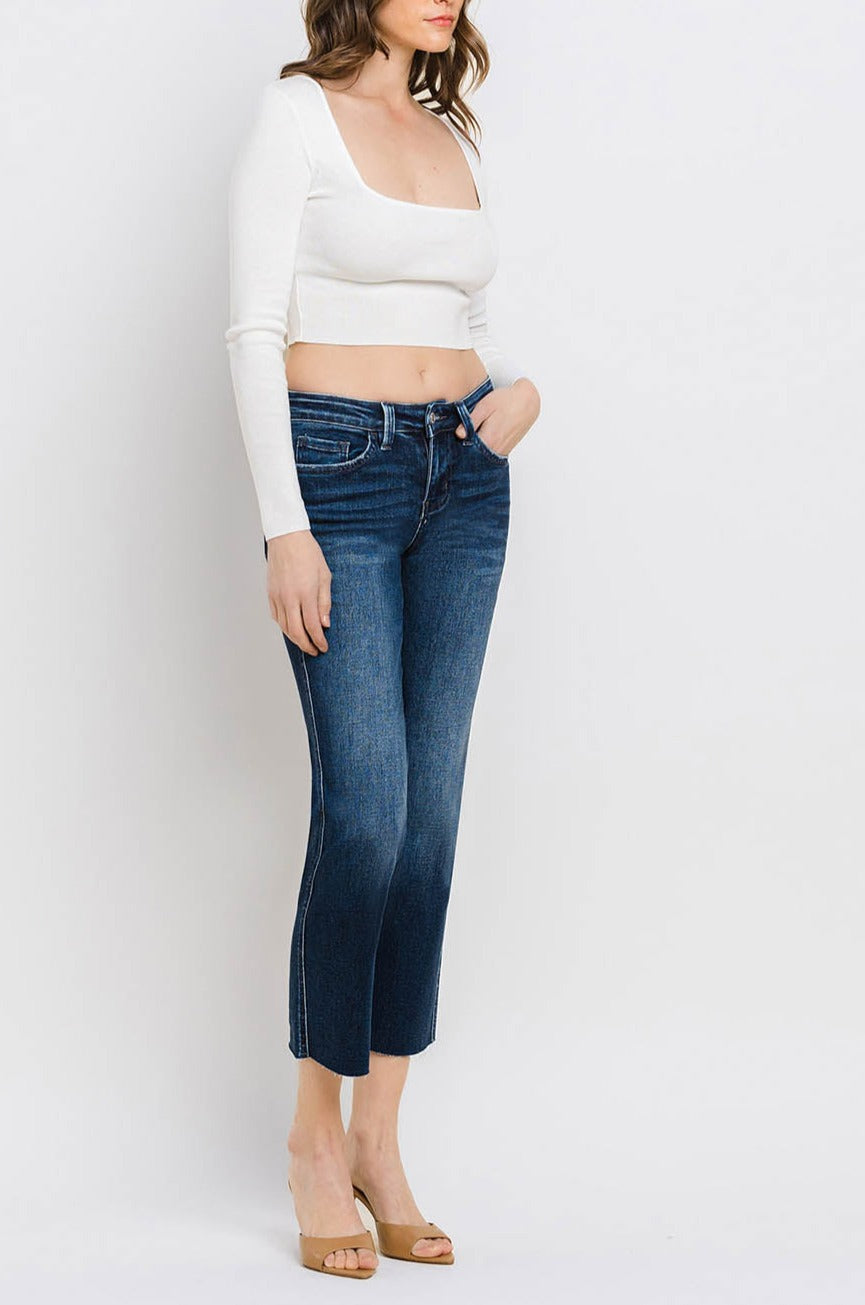 Flying Monkey - Mid Rise Cropped Straight Jeans - BY4499A - SaltTree