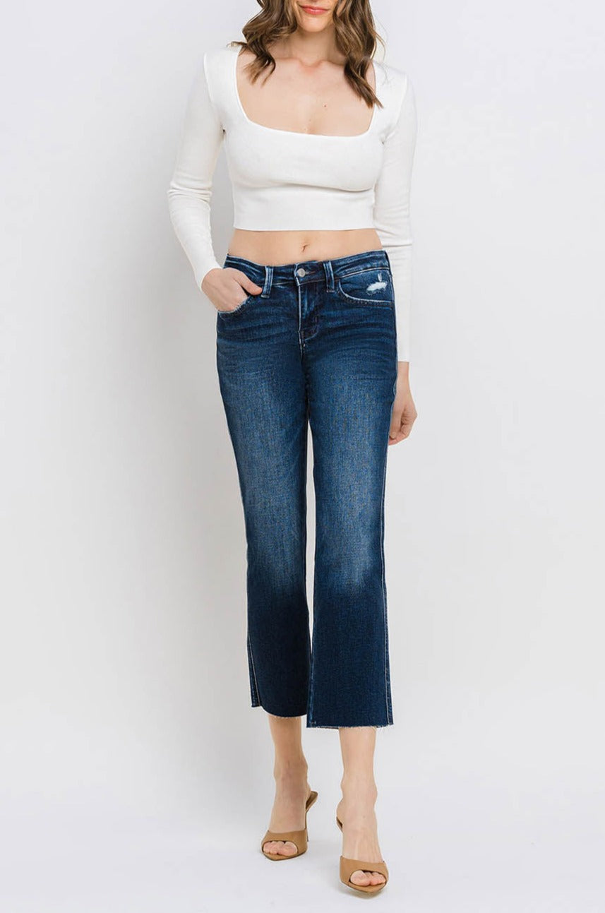 Flying Monkey - Mid Rise Cropped Straight Jeans - BY4499A - SaltTree