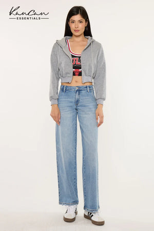 Kancan - Alma Essentials Mid Rise Wide Leg Trouser (32" Inseam) - KC20109M-SaltTree