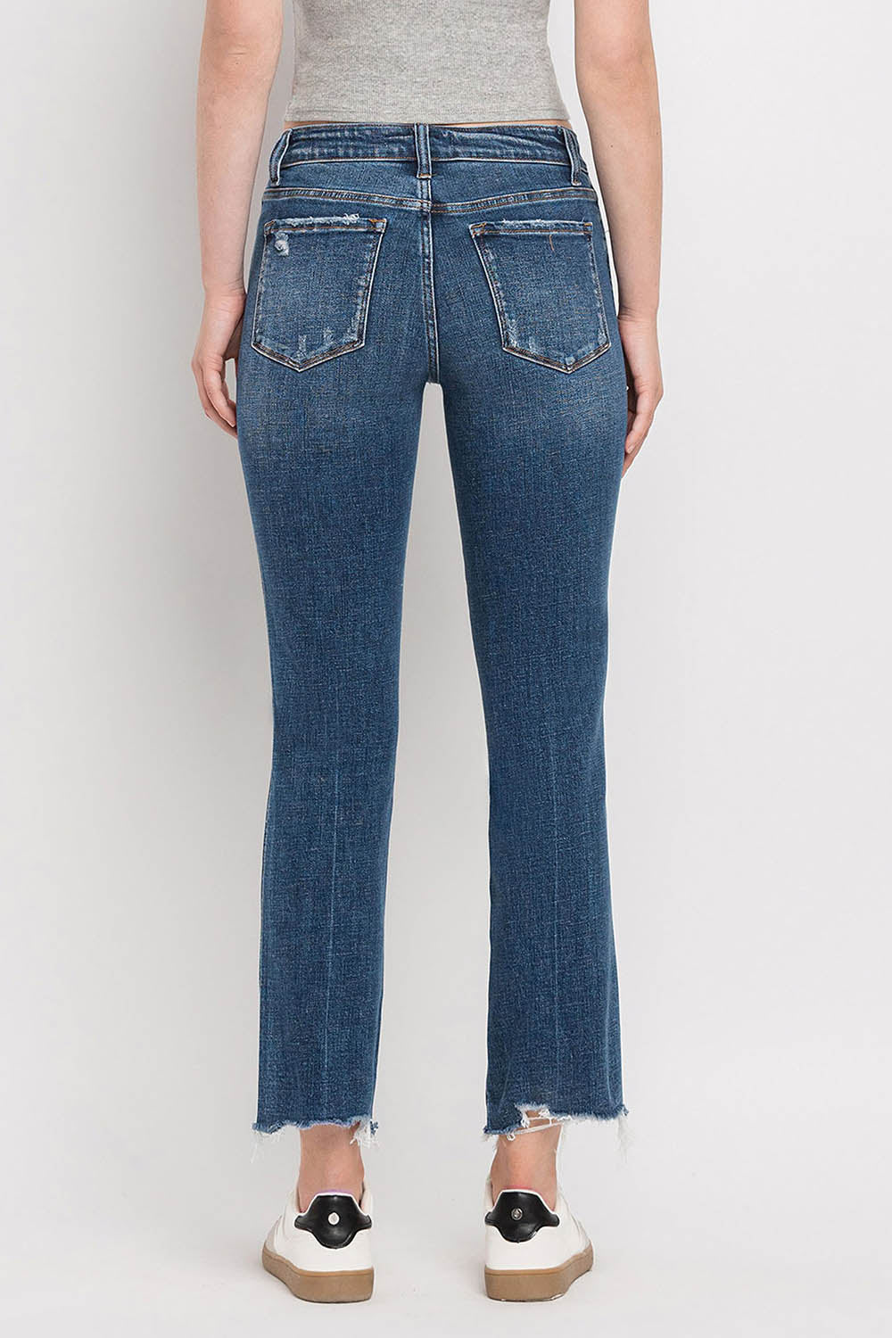 Flying Monkey - Mid Rsie Crop Slim Straight Medium Jeam - F4531 - SaltTree