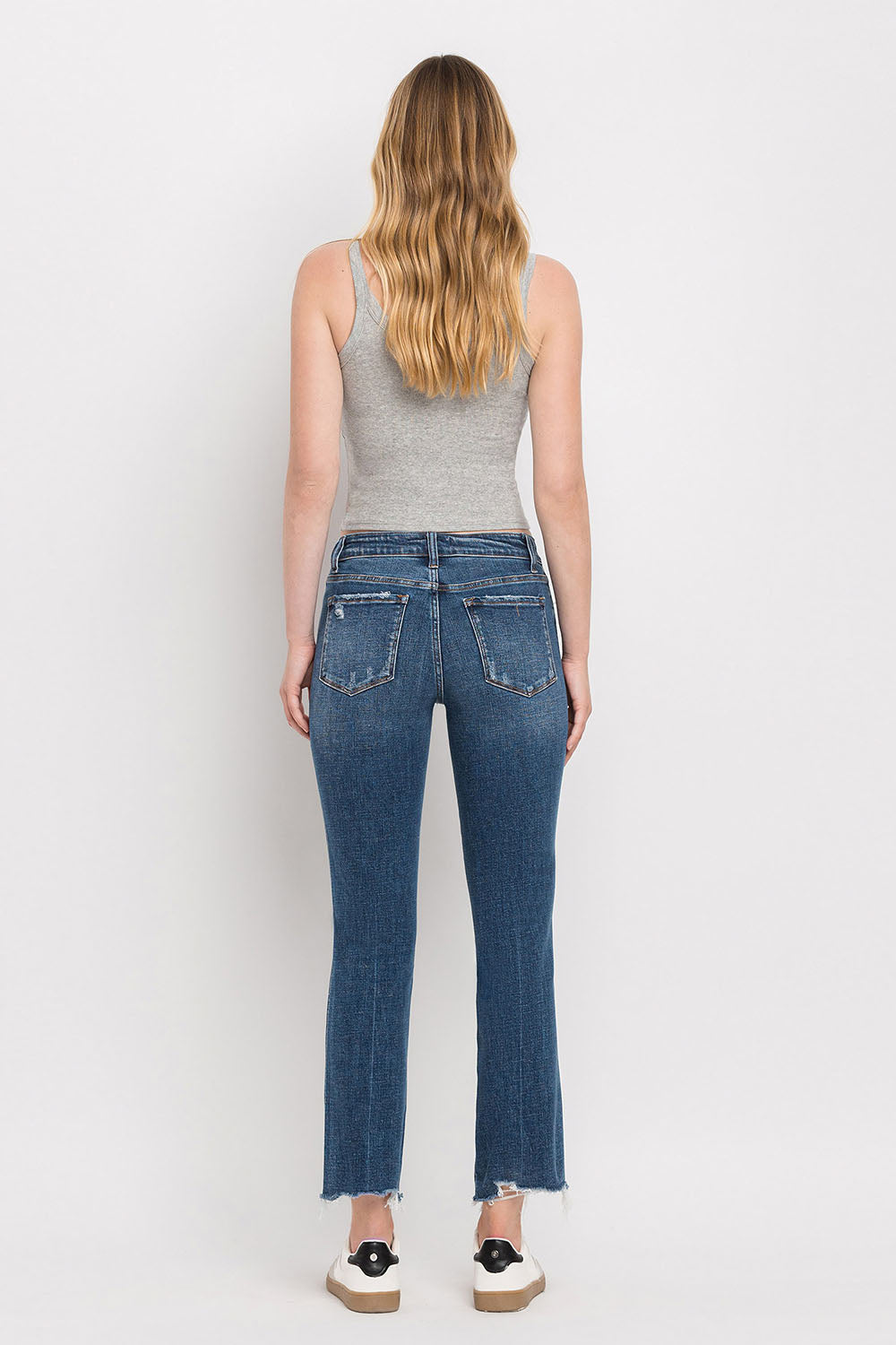 Flying Monkey - Mid Rsie Crop Slim Straight Medium Jeam - F4531 - SaltTree