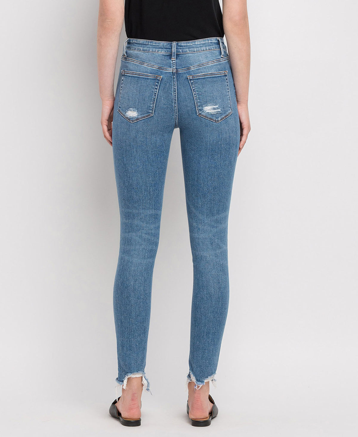 Flying Monkey - High Rise Ankle Step Hem Skinny Jeans - F4750 - SaltTree