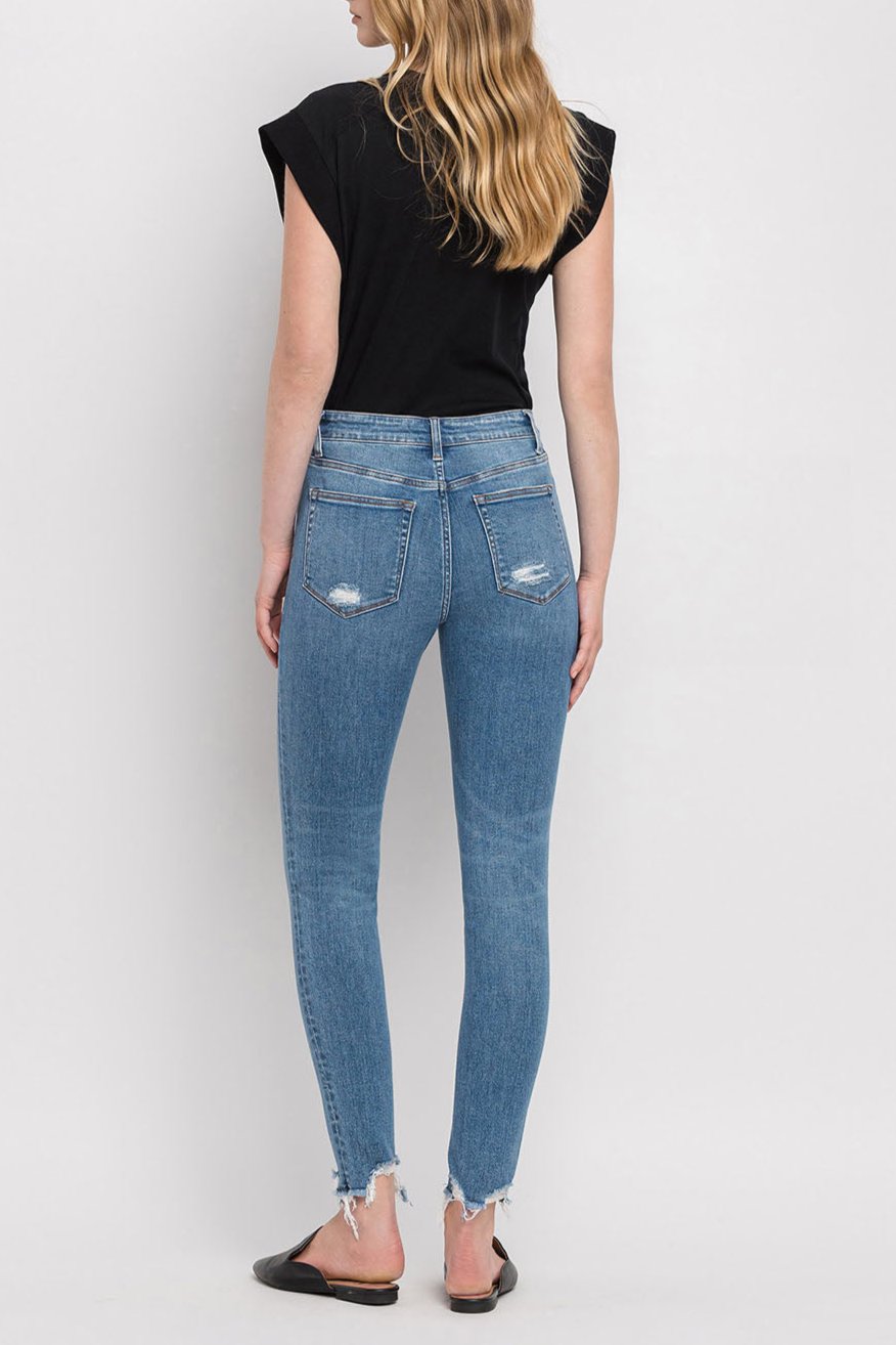 Flying Monkey - High Rise Ankle Step Hem Skinny Jeans - F4750 - SaltTree