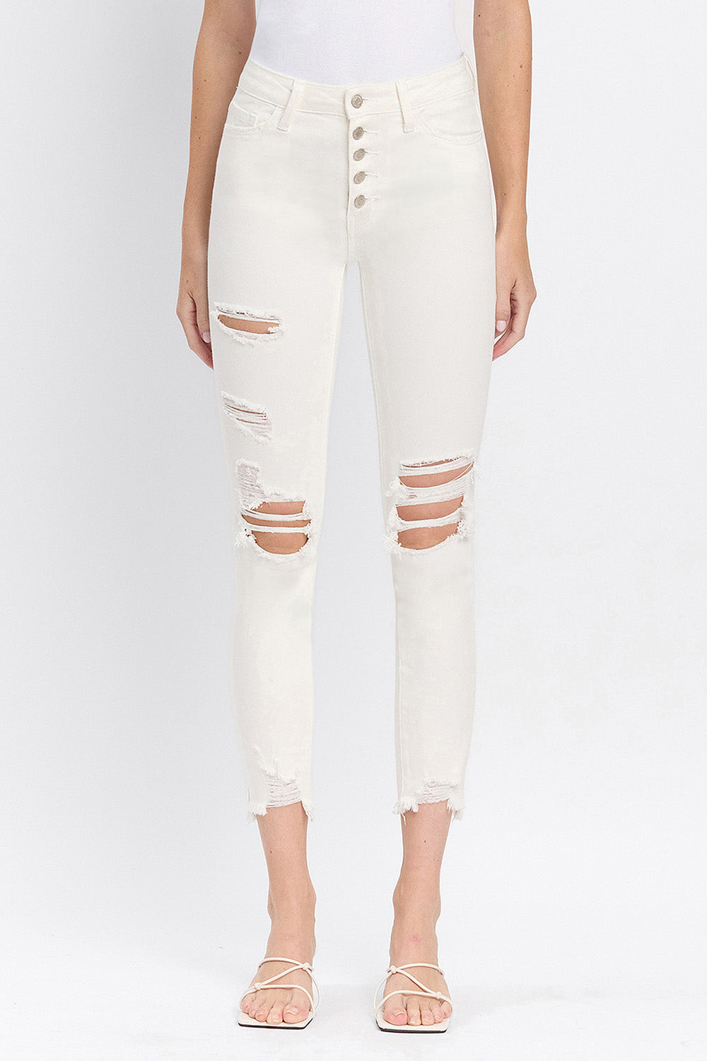 Flying Monkey - Exhilaration - High Rise Button Up Skinny Jeans - F4760 - SaltTree