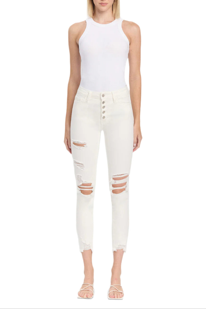 Flying Monkey - Exhilaration - High Rise Button Up Skinny Jeans - F4760 - SaltTree