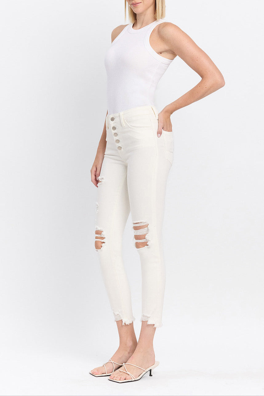 Flying Monkey - Exhilaration - High Rise Button Up Skinny Jeans - F4760 - SaltTree