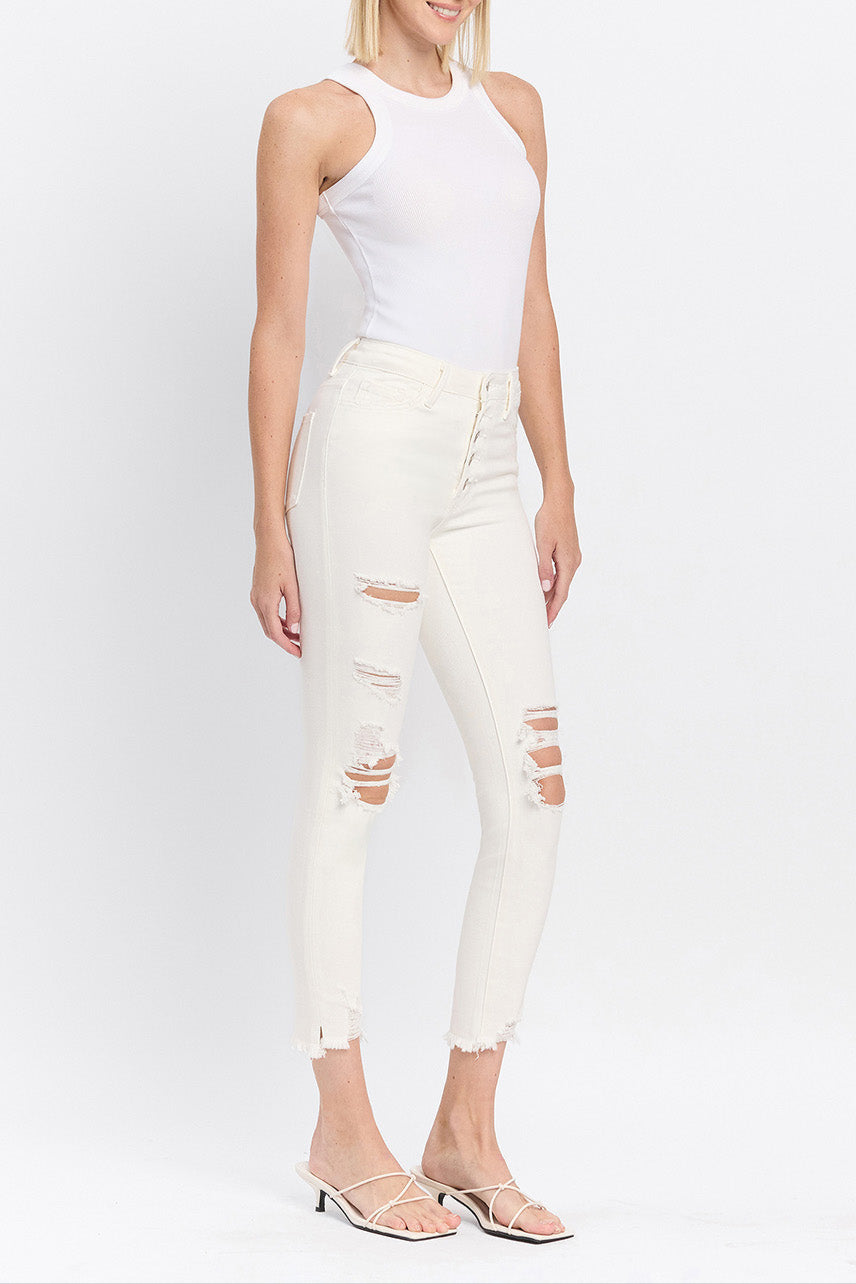 Flying Monkey - Exhilaration - High Rise Button Up Skinny Jeans - F4760 - SaltTree