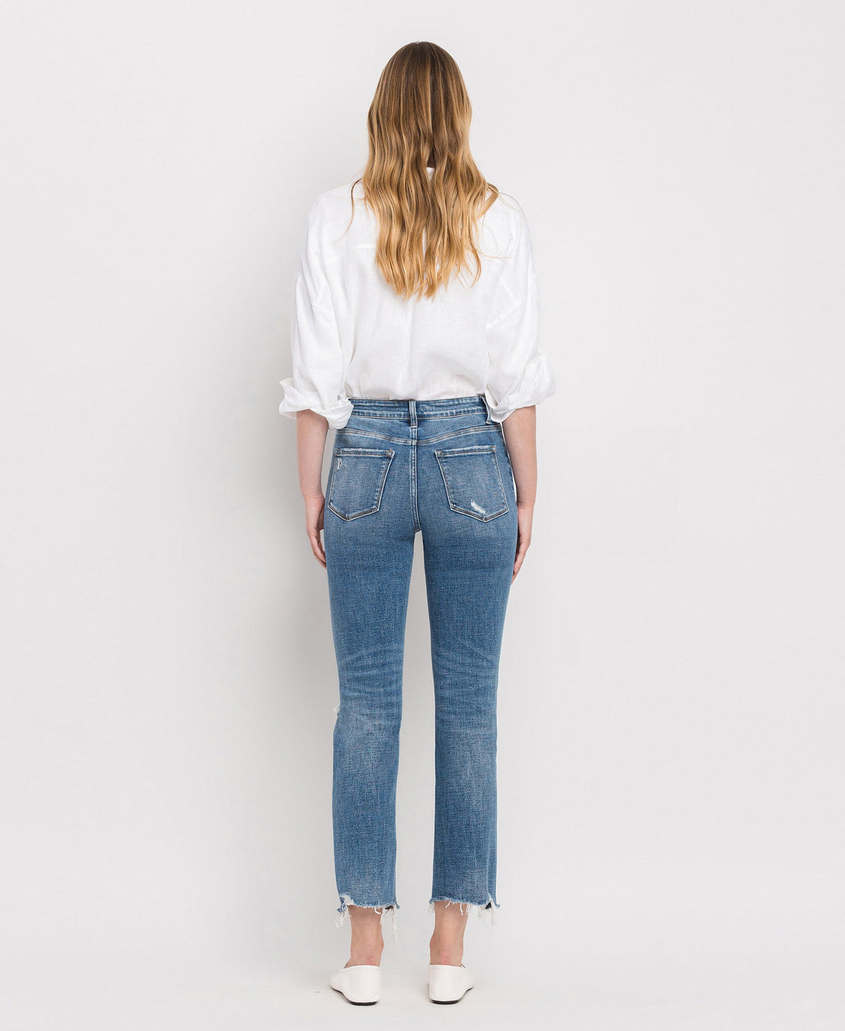 Flying Monkey - Holly - High Rise Distressed Hem Slim Straight Jeans - F5022 - SaltTree