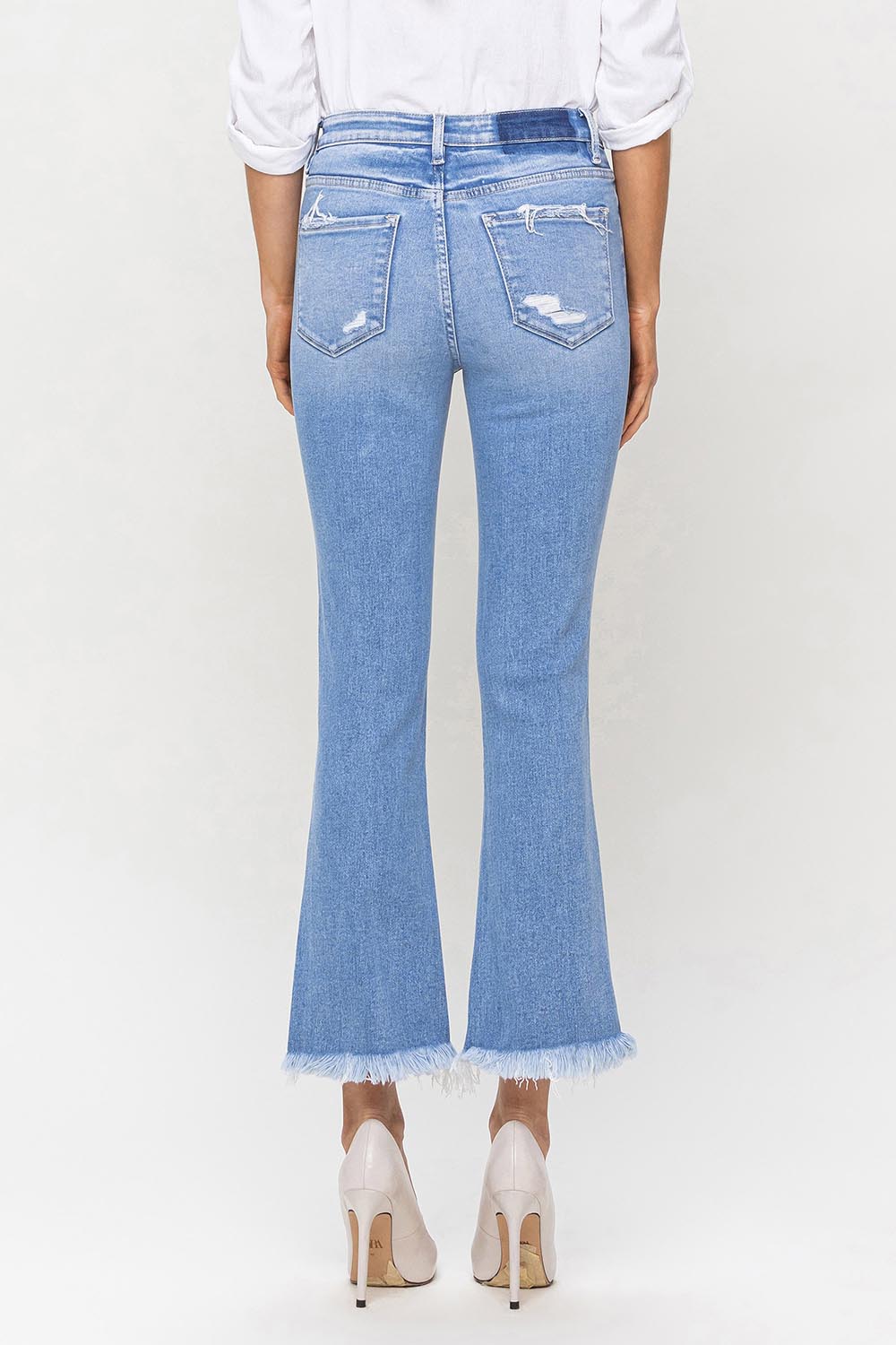 Flying Monkey - High Rise Raw Hem Kick Flare Jeans - F5088 - SaltTree