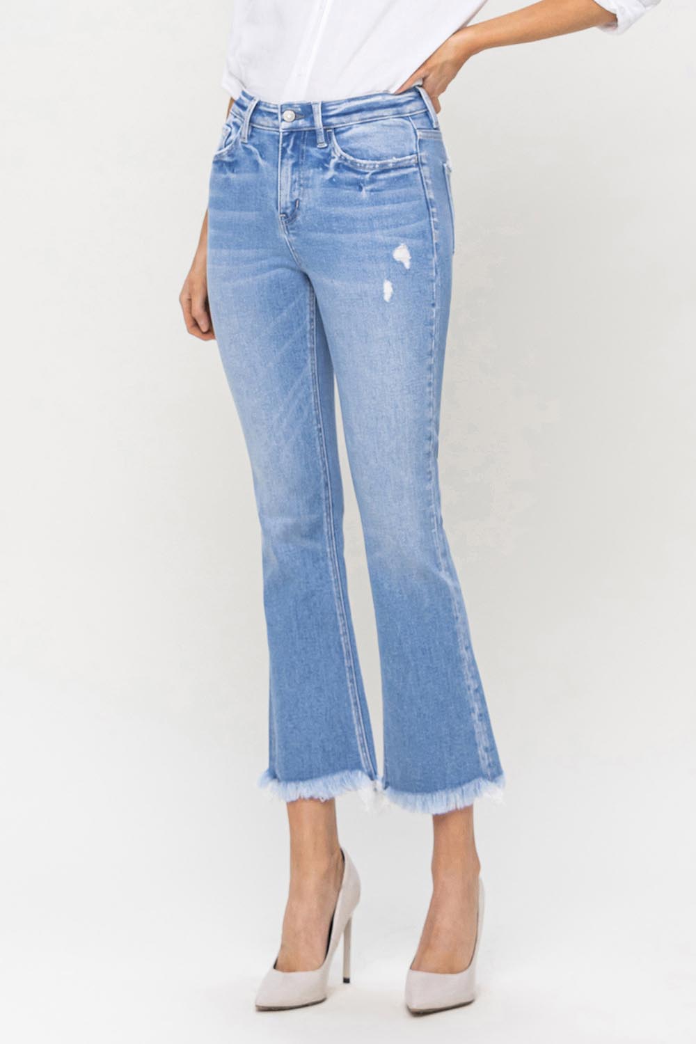 Flying Monkey - High Rise Raw Hem Kick Flare Jeans - F5088 - SaltTree