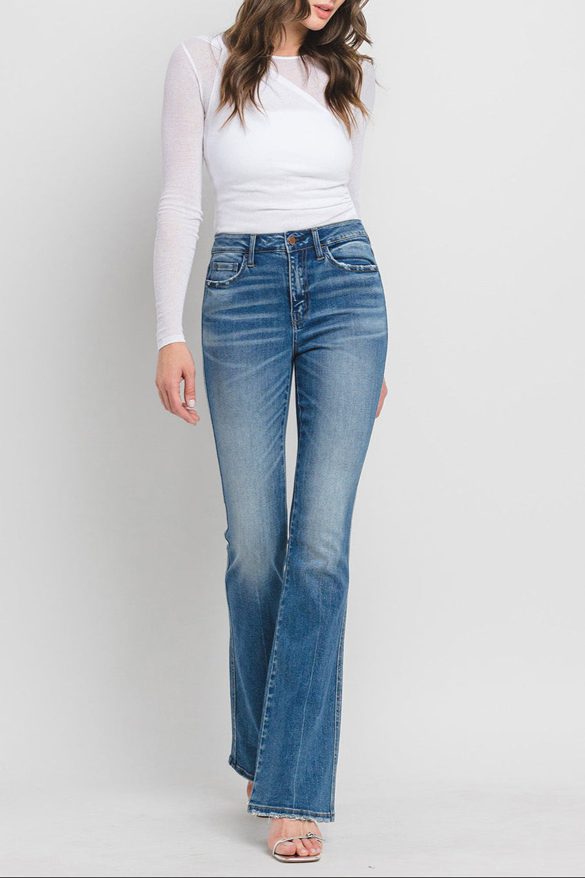 Flying Monkey - High Rise Full Length Bootcut Jeans - F5099 - SaltTree