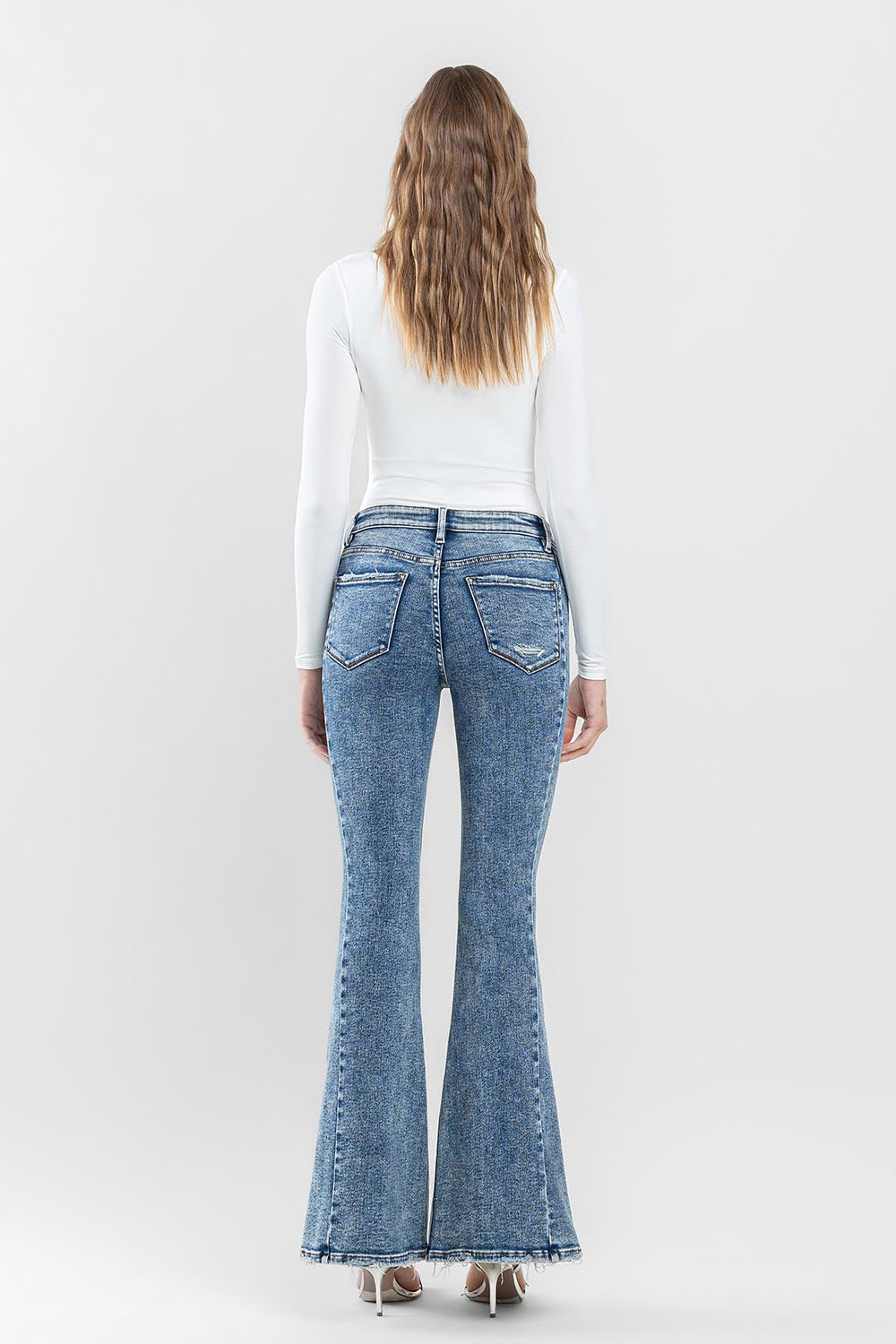 Flying Monkey - High Rise Split Hem Distressed Flare Jeans - F5171 - SaltTree