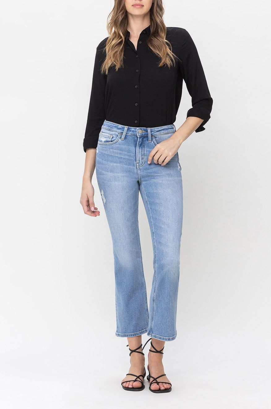 Flying Monkey - High Rise Crop Flare Jeans - F5203 - SaltTree