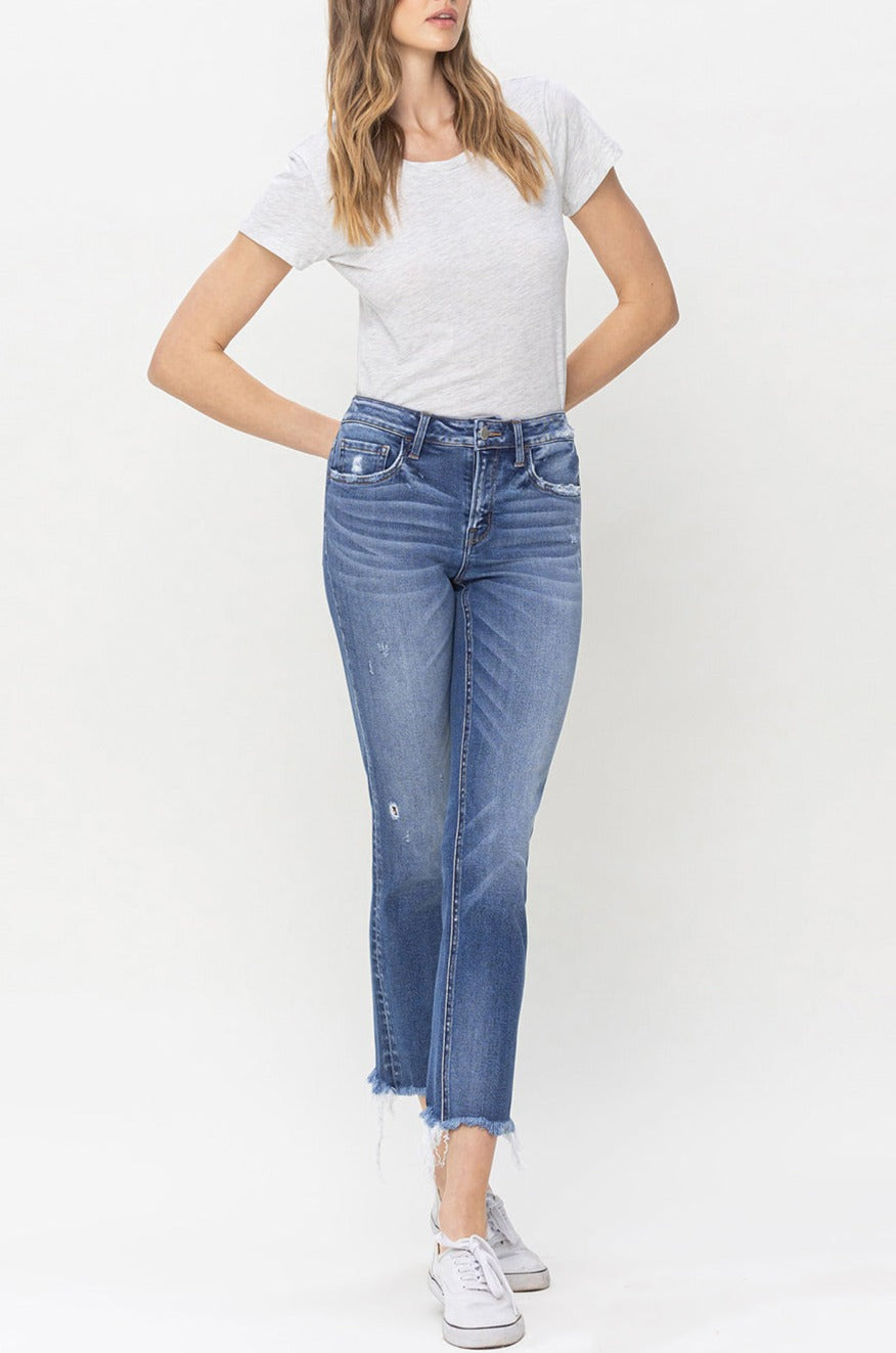 Flying Monkey - Mid Rise Crop Slim Straight Jeans - F5210 - SaltTree