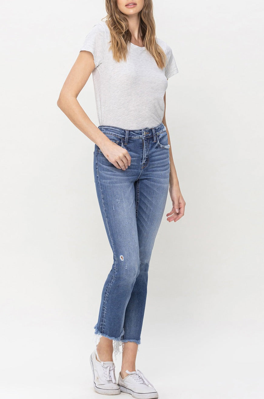 Flying Monkey - Mid Rise Crop Slim Straight Jeans - F5210 - SaltTree