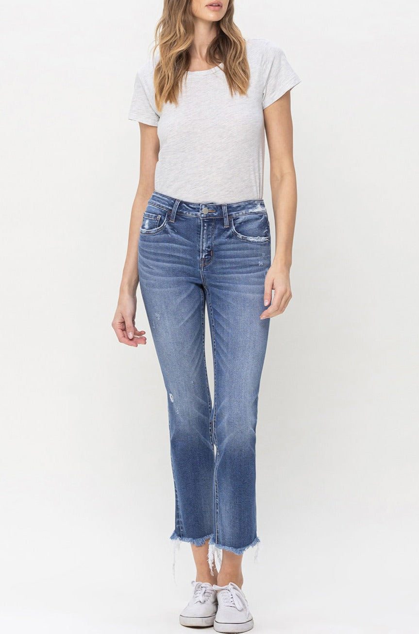 Flying Monkey - Mid Rise Crop Slim Straight Jeans - F5210 - SaltTree