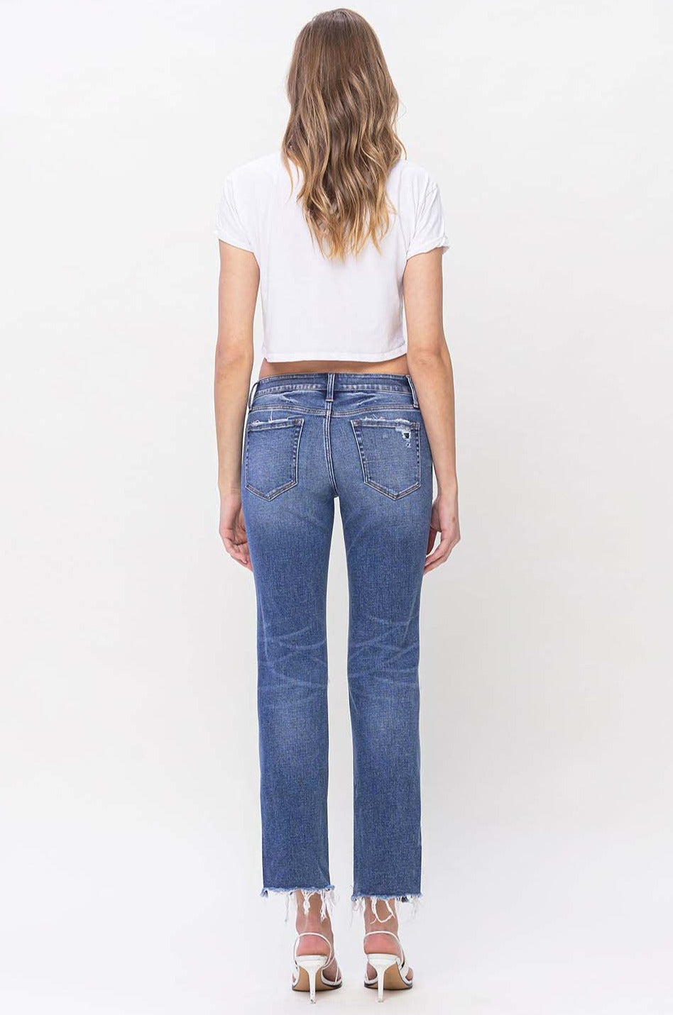 Flying Monkey - Low Rise Distressed Straight Jeans With Paint Speckle Detail / Split Hem - F5218 - SaltTree