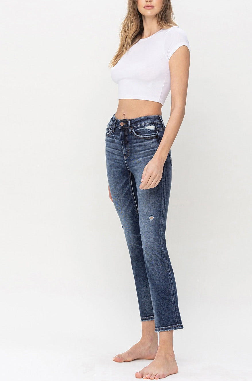 Flying Monkey - Benefactor - High Rise Ankle Slim Straight Jeans - F5223 - SaltTree