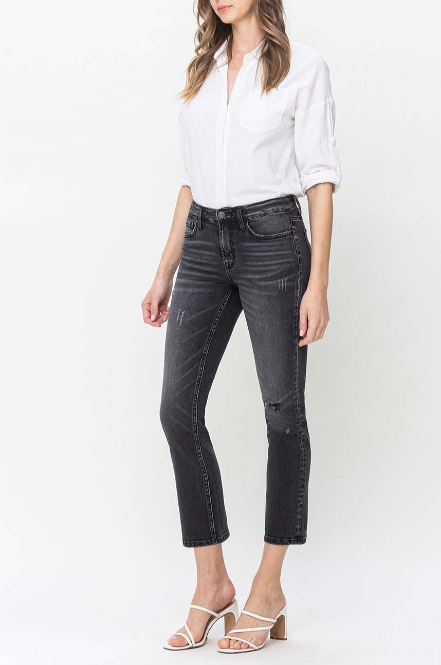 Flying Monkey - Mid Rise Cropped Slim Straight Jeans - F5236 - SaltTree