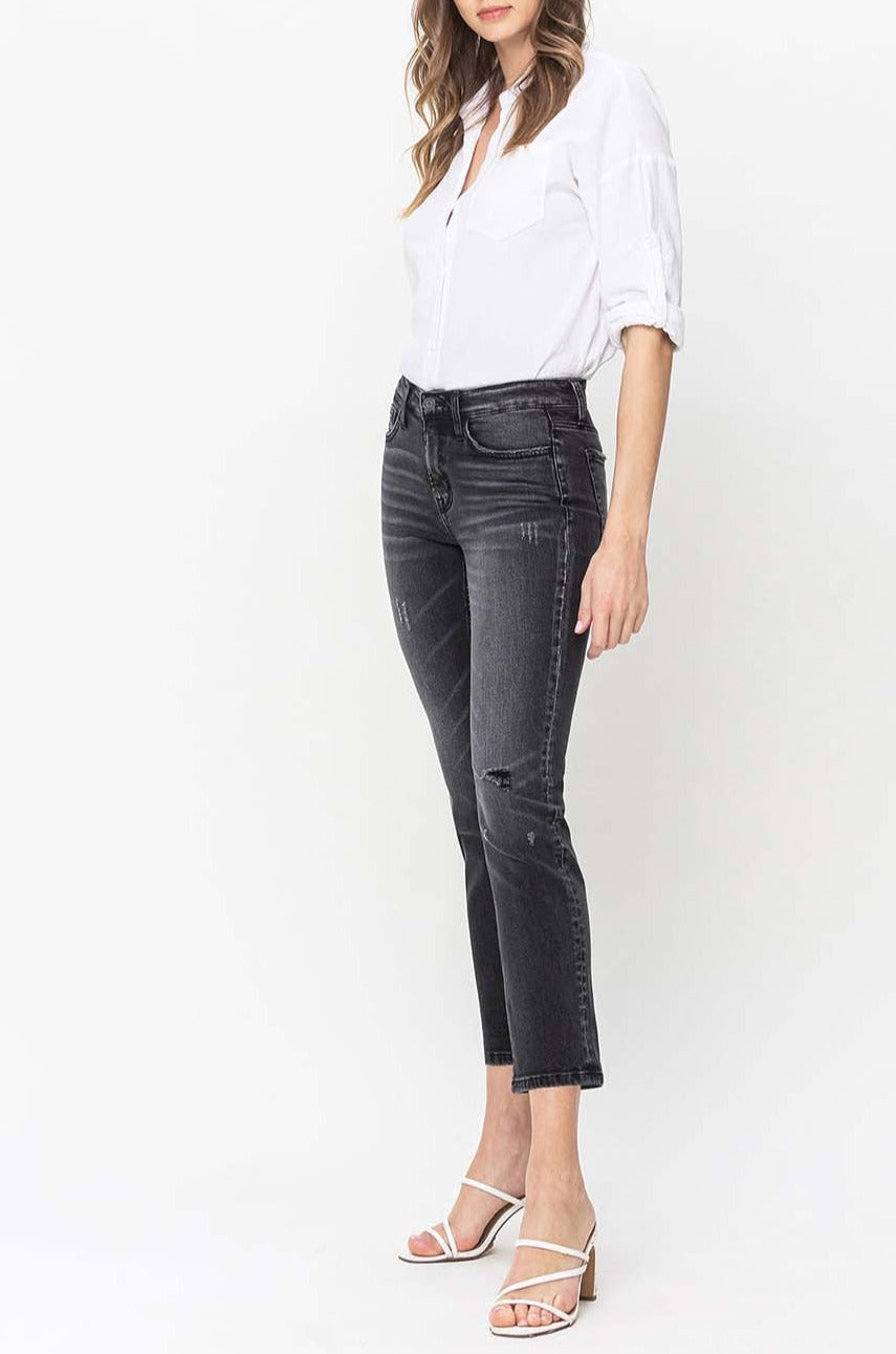 Flying Monkey - Mid Rise Cropped Slim Straight Jeans - F5236 - SaltTree