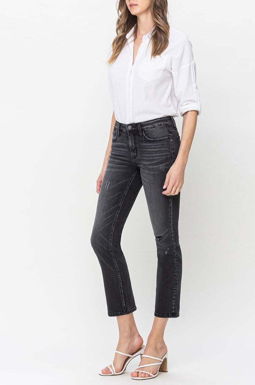 Flying Monkey - Mid Rise Cropped Slim Straight Jeans - F5236 - SaltTree