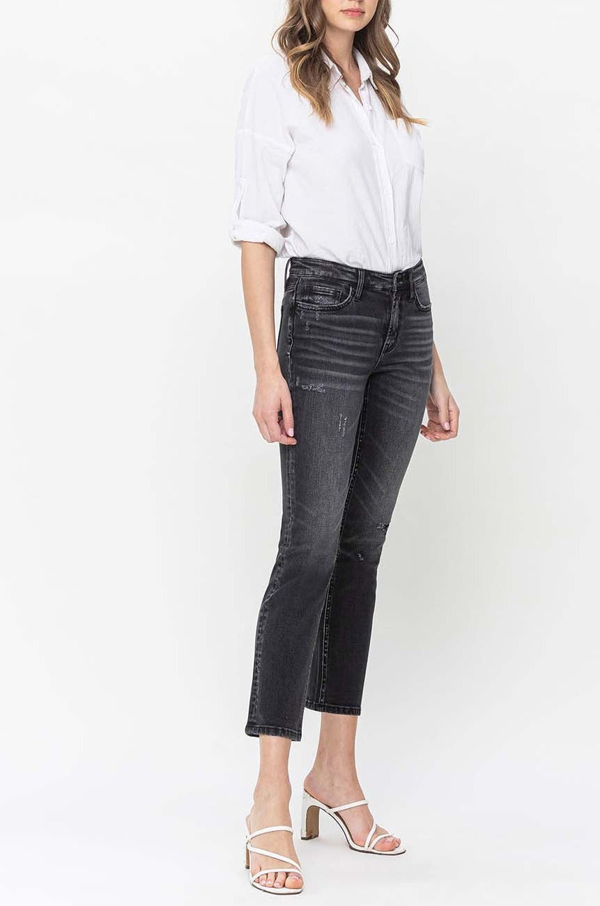 Flying Monkey - Mid Rise Cropped Slim Straight Jeans - F5236 - SaltTree