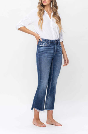 Flying Monkey- High Rise Crop Flare with Step Hem Detail Jean - F5245