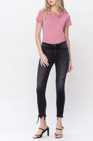 Flying Monkey - Mid Rise Crop Destroyed Hem Skinny Jeans - F5294A - SaltTree