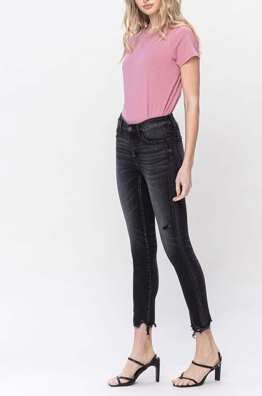 Flying Monkey - Mid Rise Crop Destroyed Hem Skinny Jeans - F5294 - SaltTree